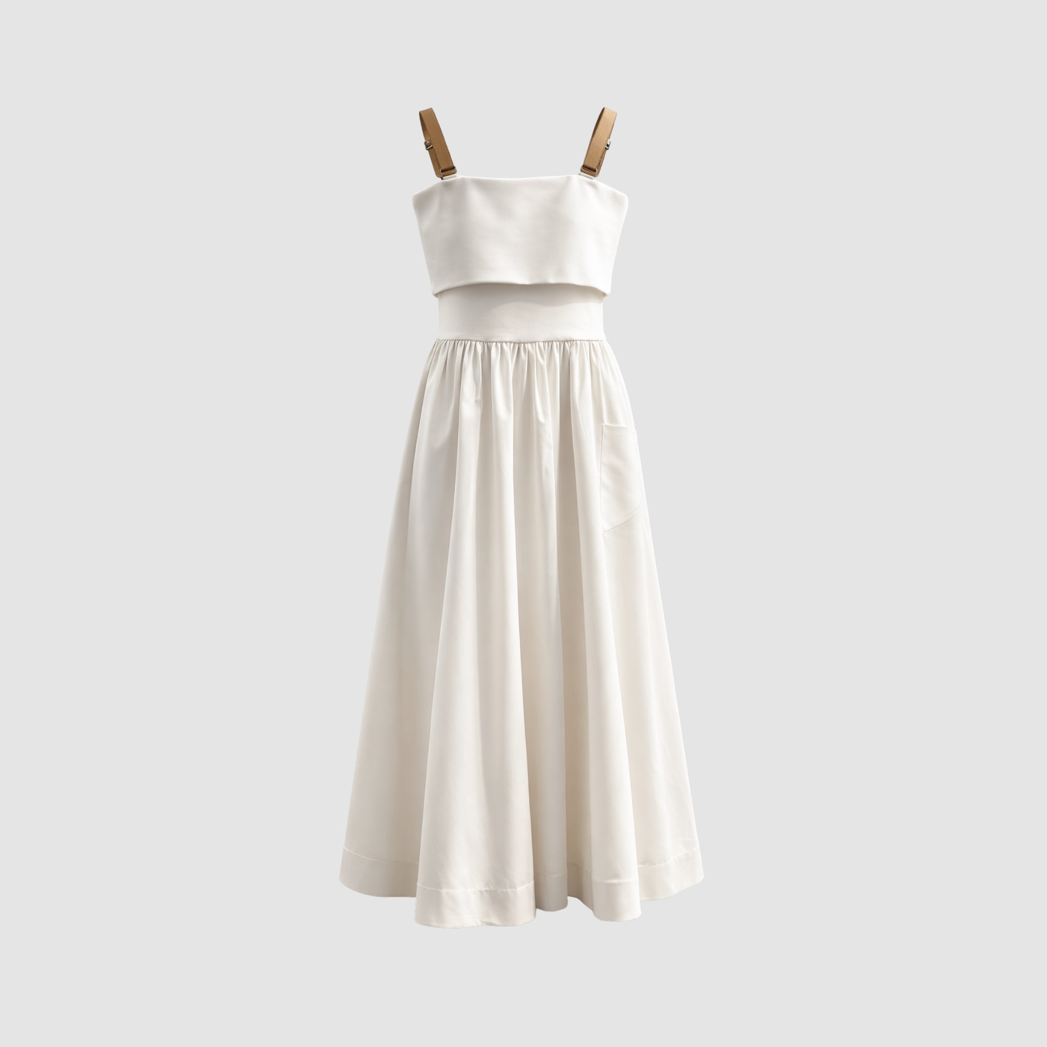 Vestido Algodão com Alças em Couro Legítimo