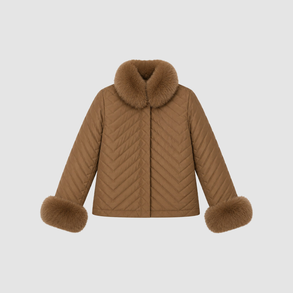 Casaco Double Face Pele Natural e Nylon