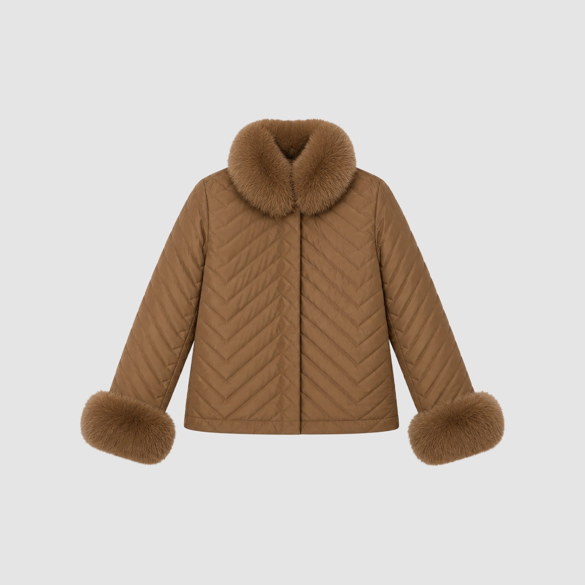 Casaco Double Face Pele Natural e Nylon