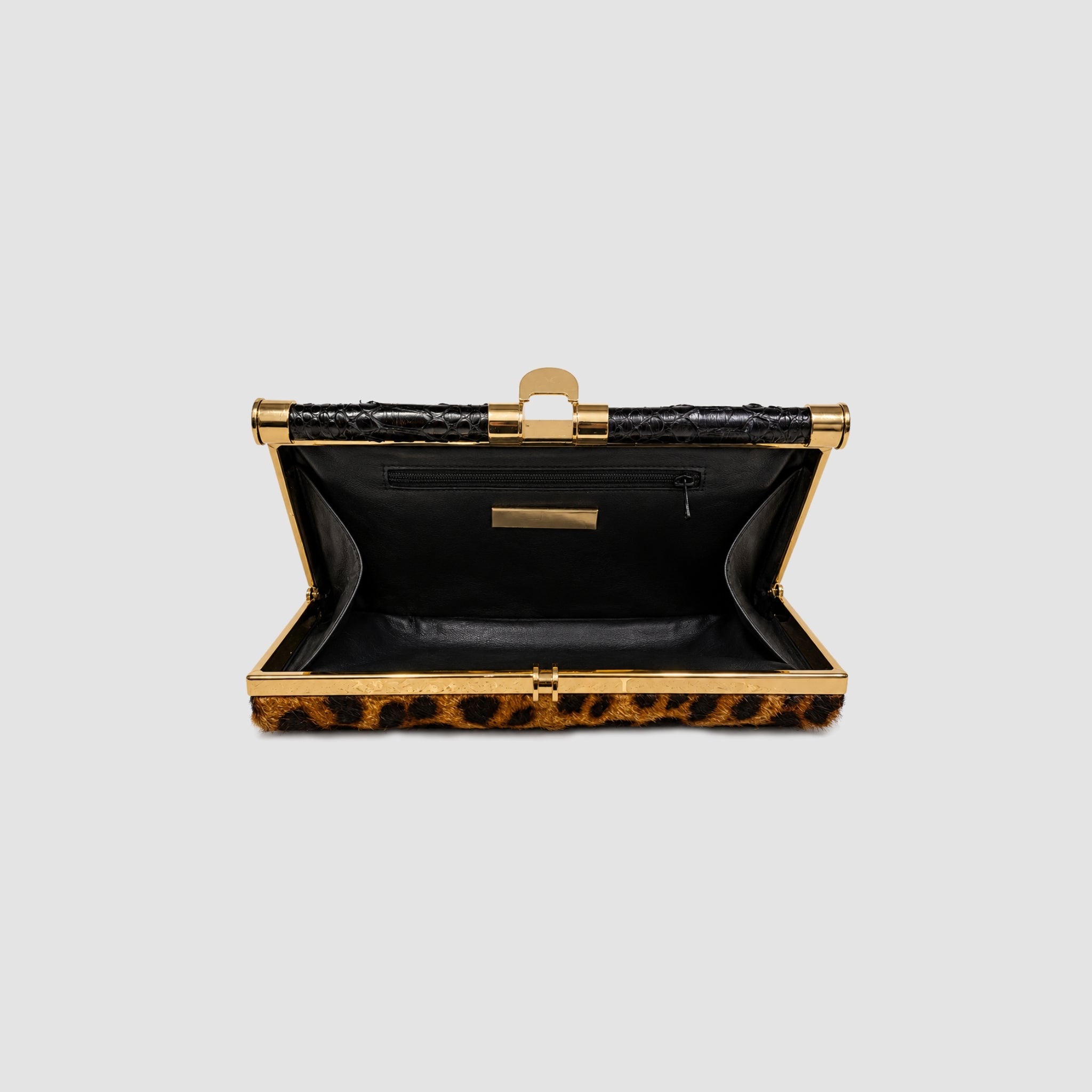 Clutch Ariramba Couro Cabra Leopard Print