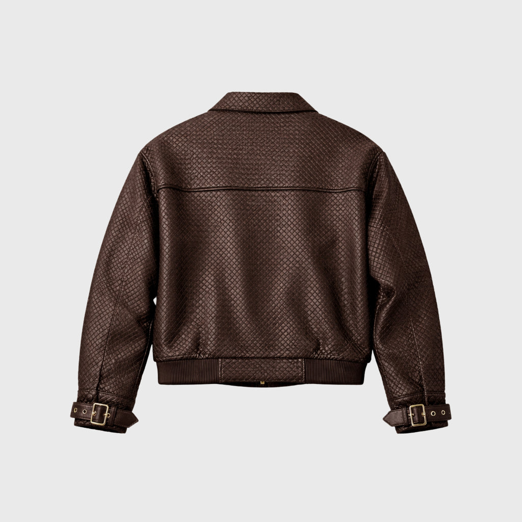 Jaqueta Bomber Couro Tressê