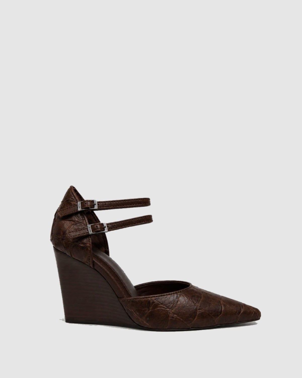 Scarpin Anabela Couro Pirarucu
