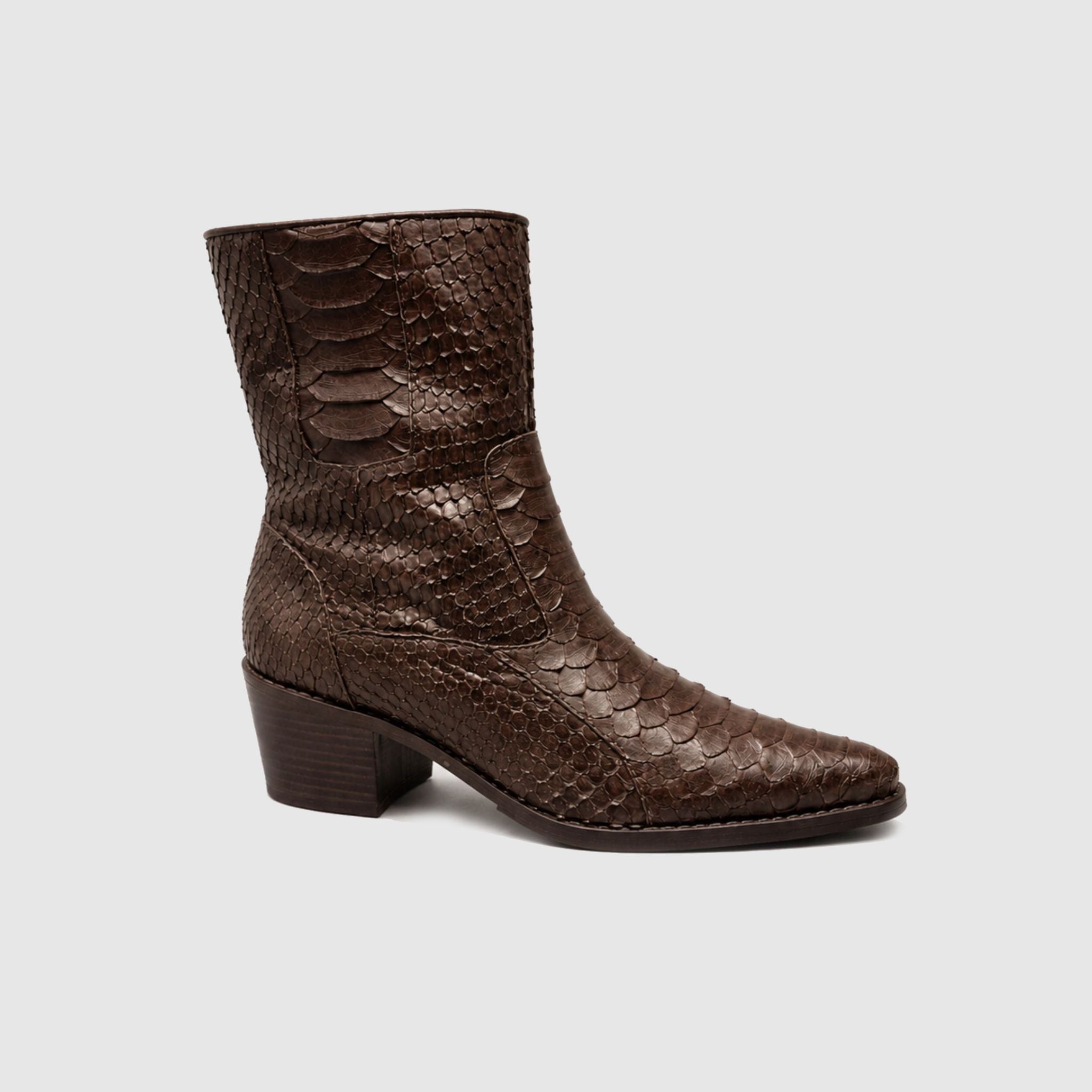 Bota Pirâmide Alta Couro Python