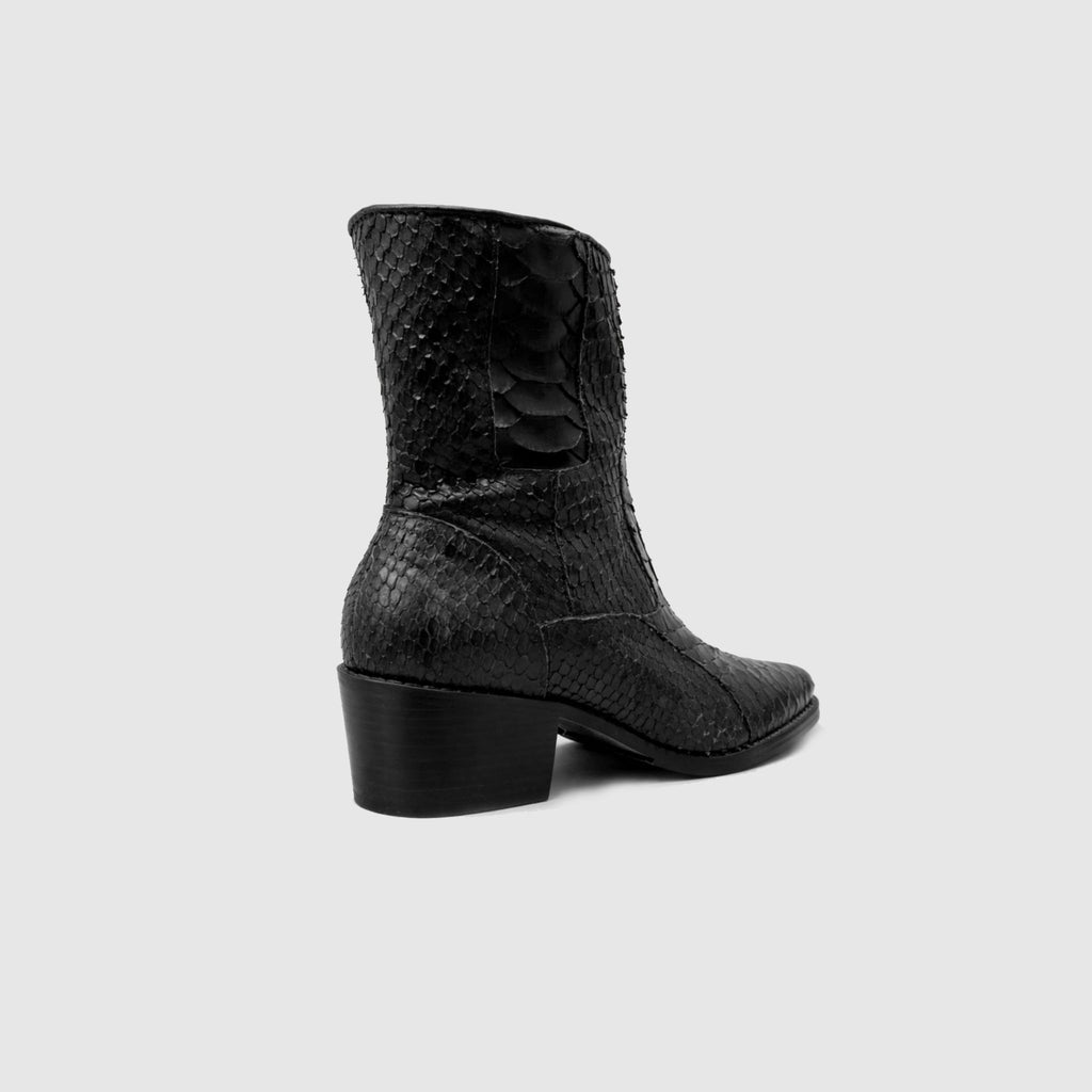 Bota Pirâmide Alta Couro Python