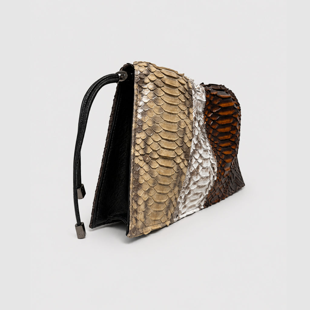 Bolsa Vinci Couro Python Patchwork