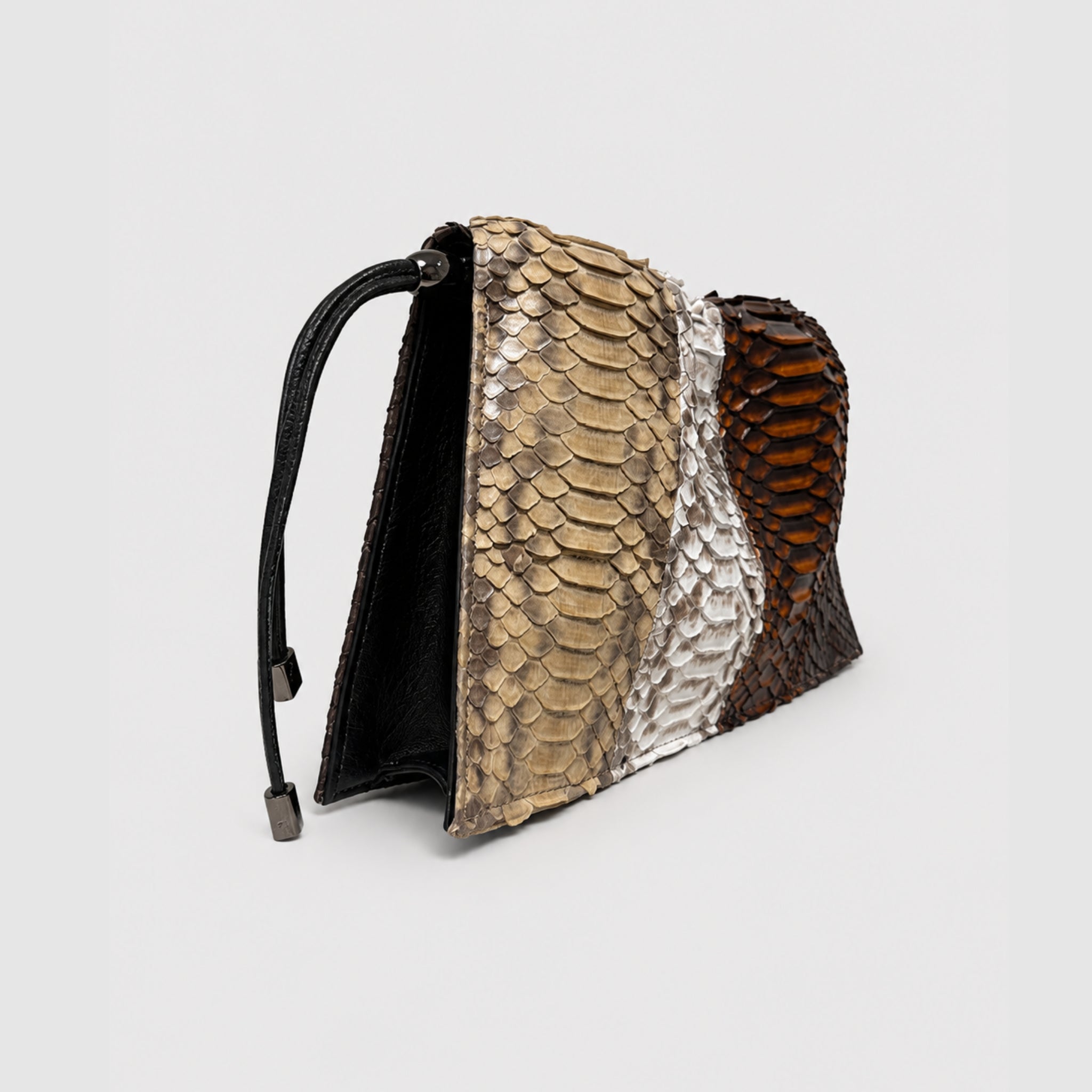 Bolsa Vinci Couro Python Patchwork