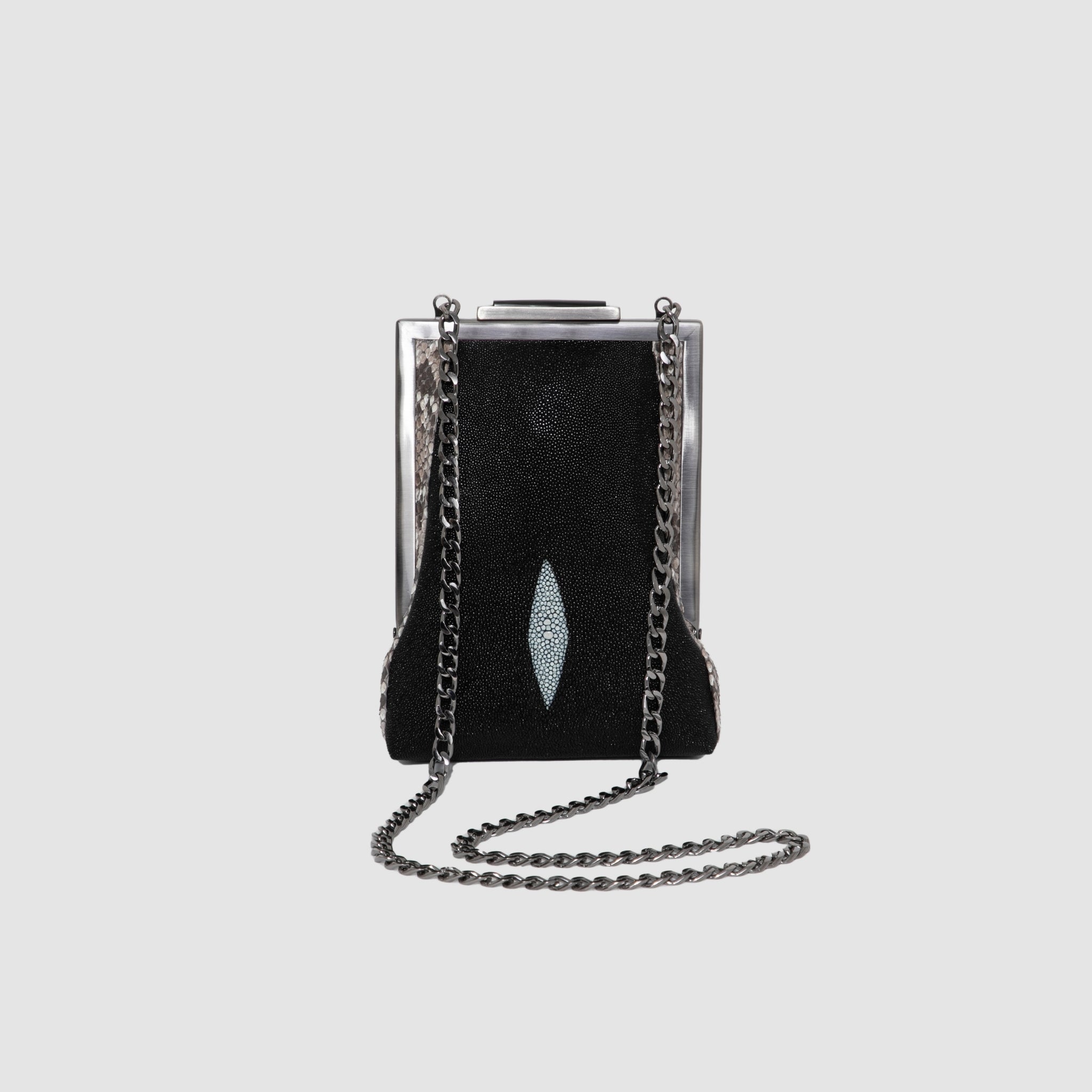 Clutch Afuá Mix Couro Python e Arraia