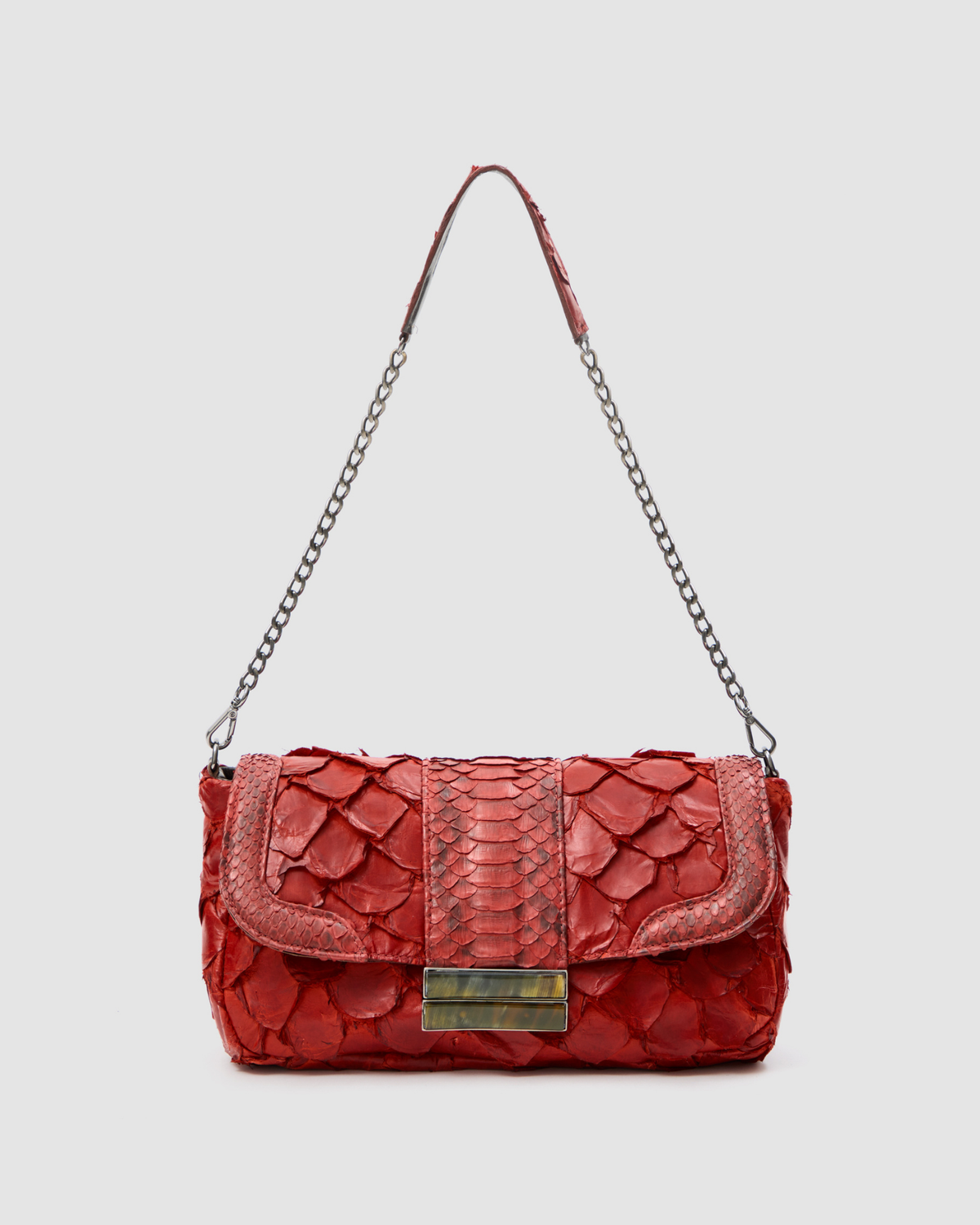 Bolsa Tuane Couro Python e Pirarucu