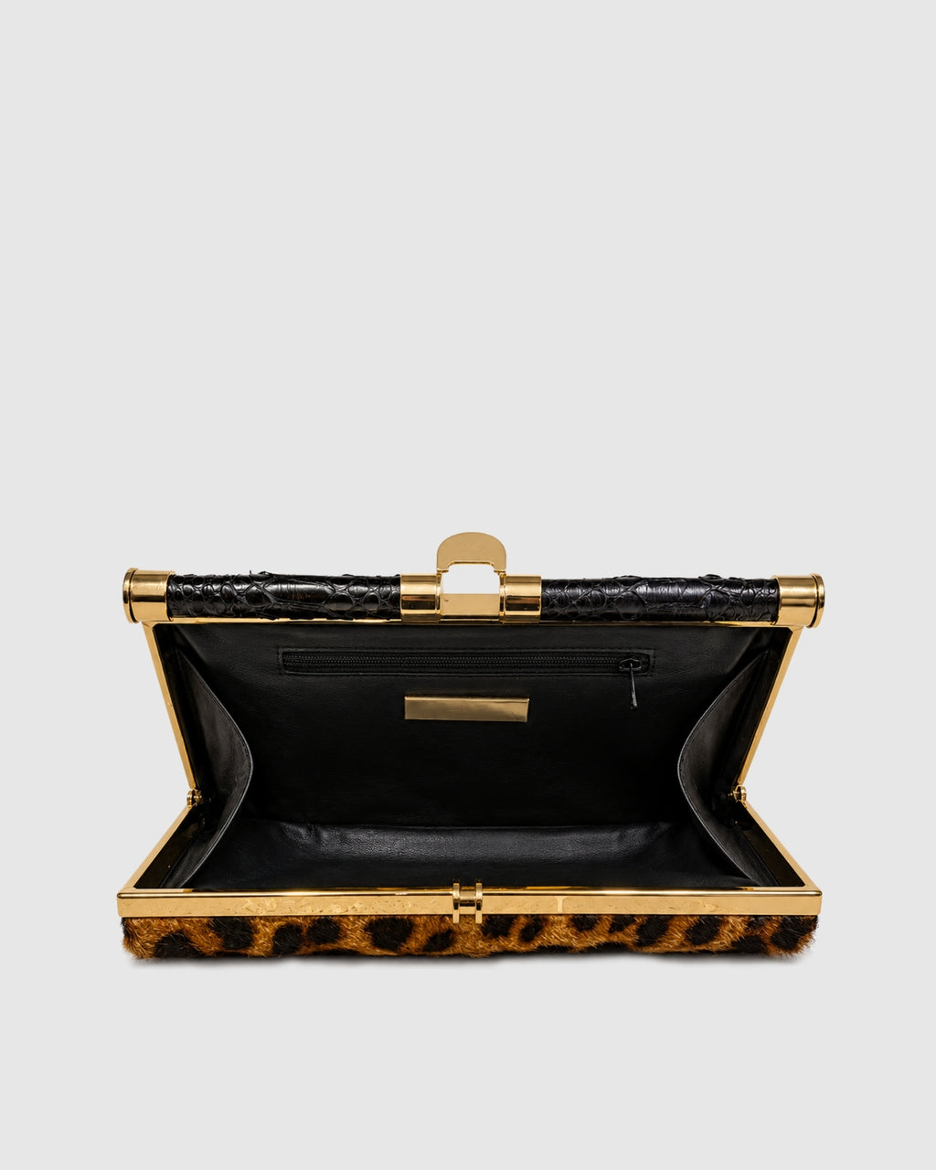 Clutch Ariramba Couro Cabra Leopard Print