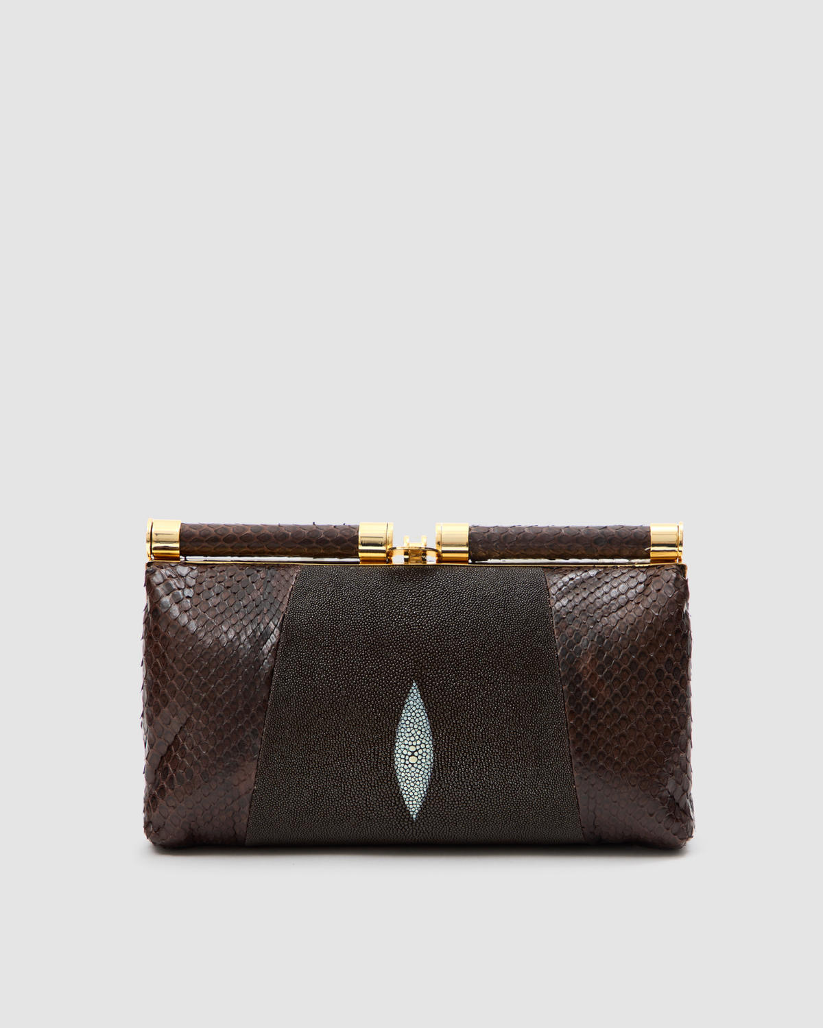 Clutch Ariramba Mix Couros de Python e Arraia