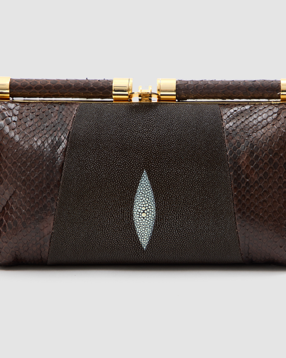 Clutch Ariramba Mix Couros de Python e Arraia