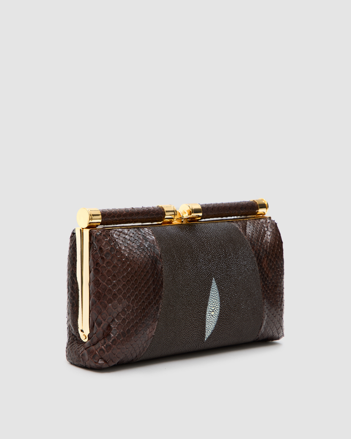 Clutch Ariramba Mix Couros de Python e Arraia