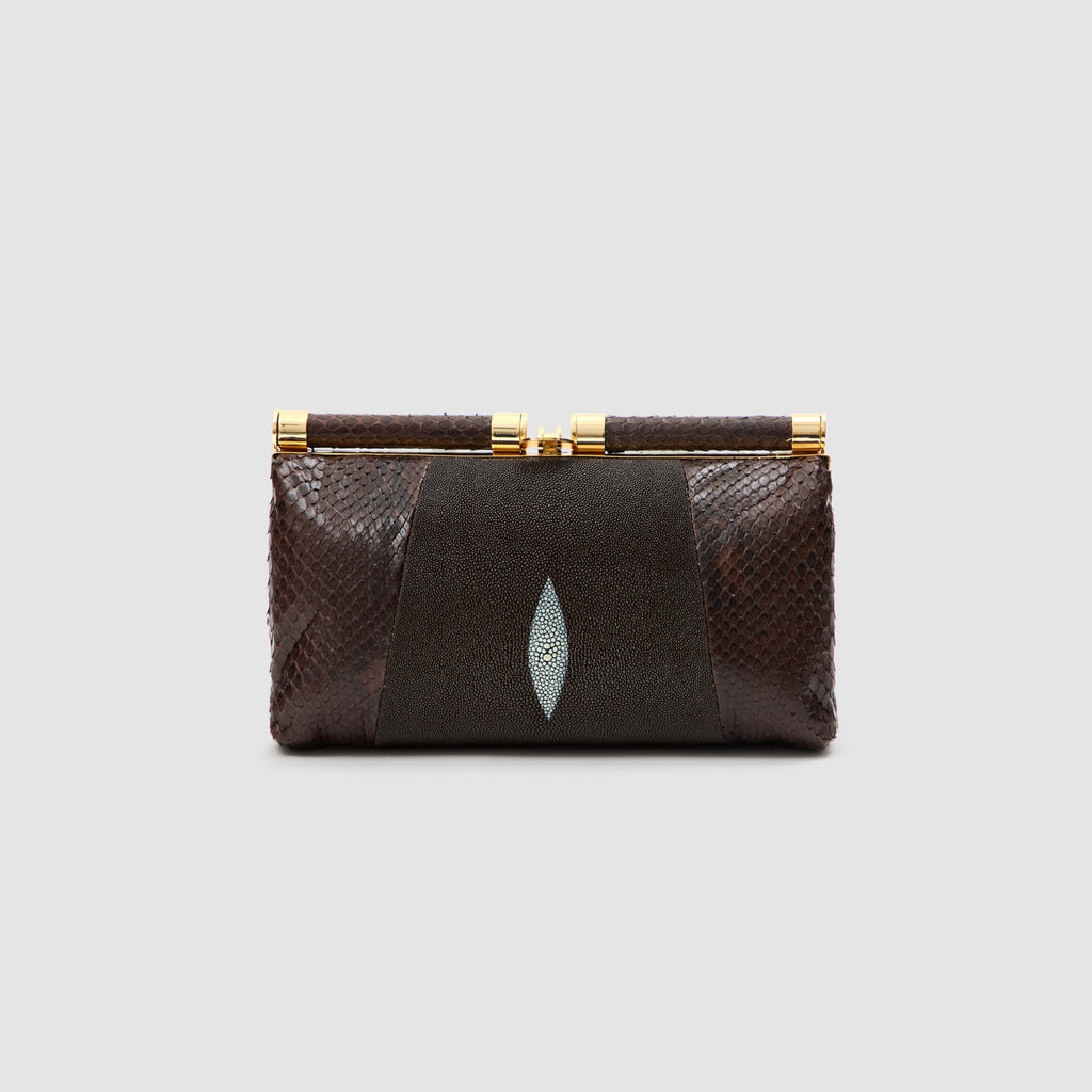 Clutch Ariramba Mix Couros de Python e Arraia
