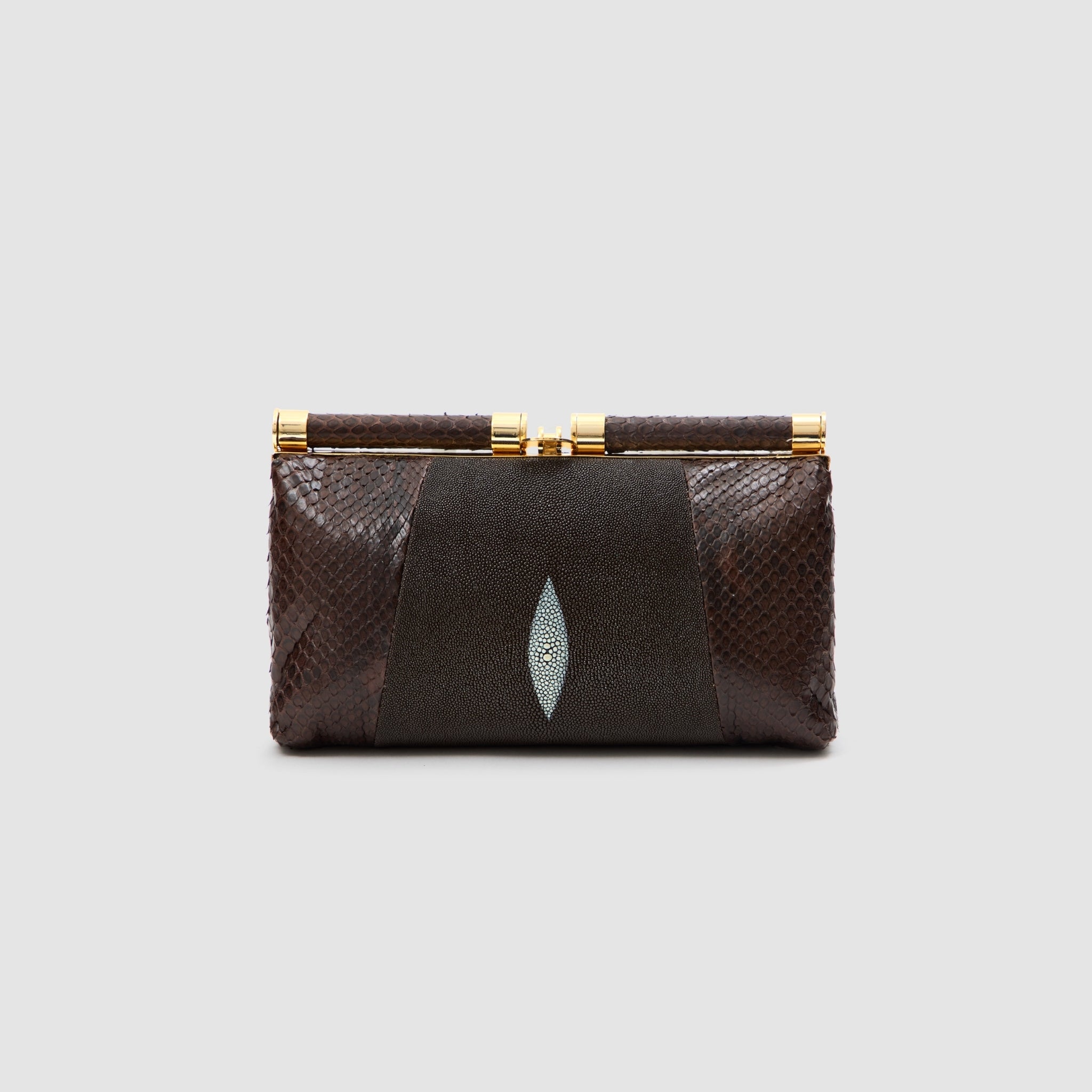 Clutch Ariramba Mix Couros de Python e Arraia