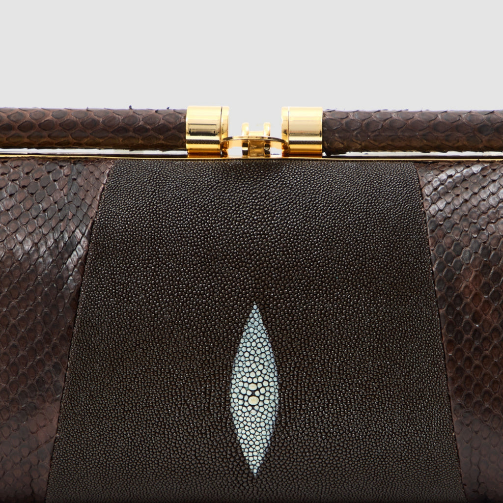 Clutch Ariramba Mix Couros de Python e Arraia