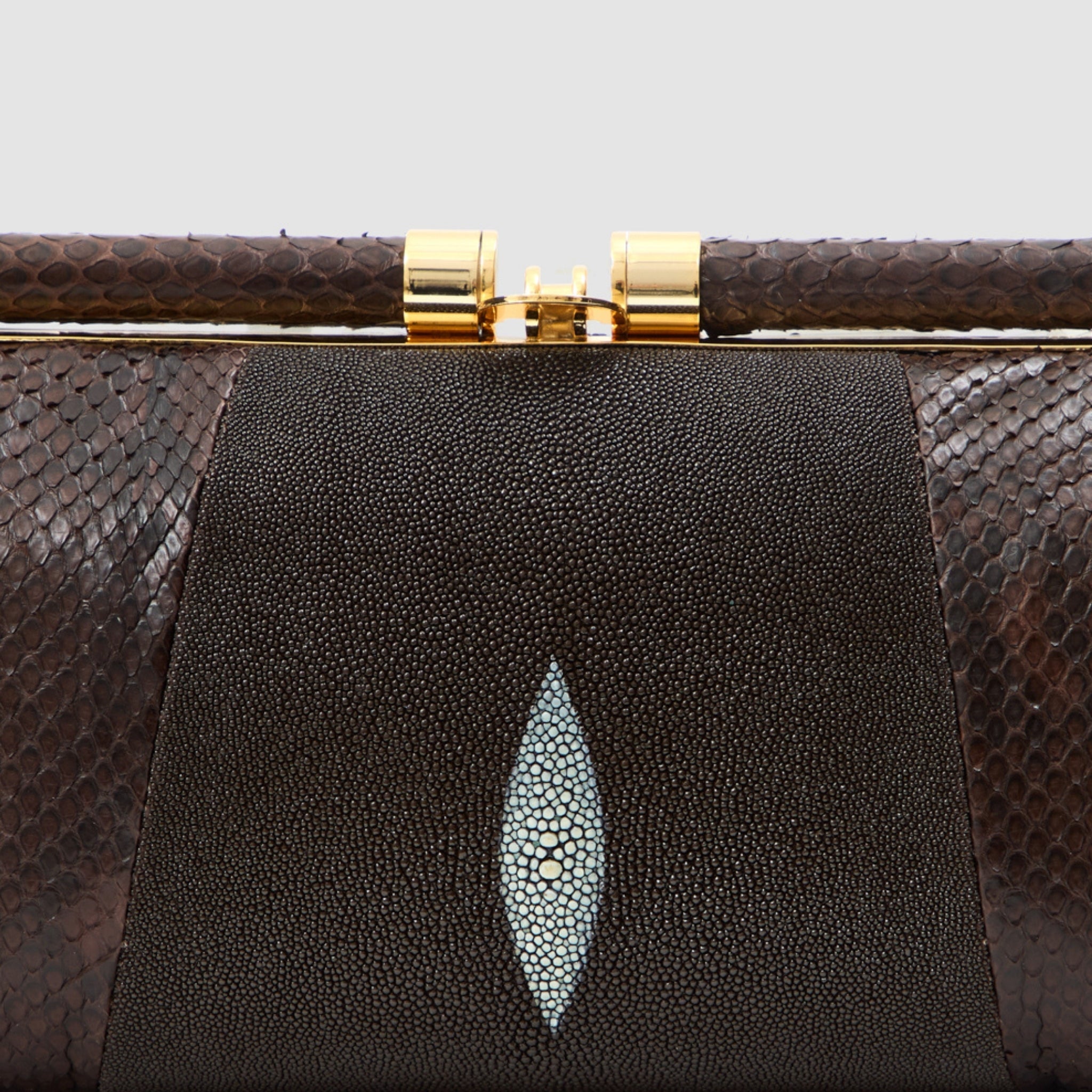 Clutch Ariramba Mix Couros de Python e Arraia