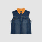 Colete Jeans e Couro de Pirarucu