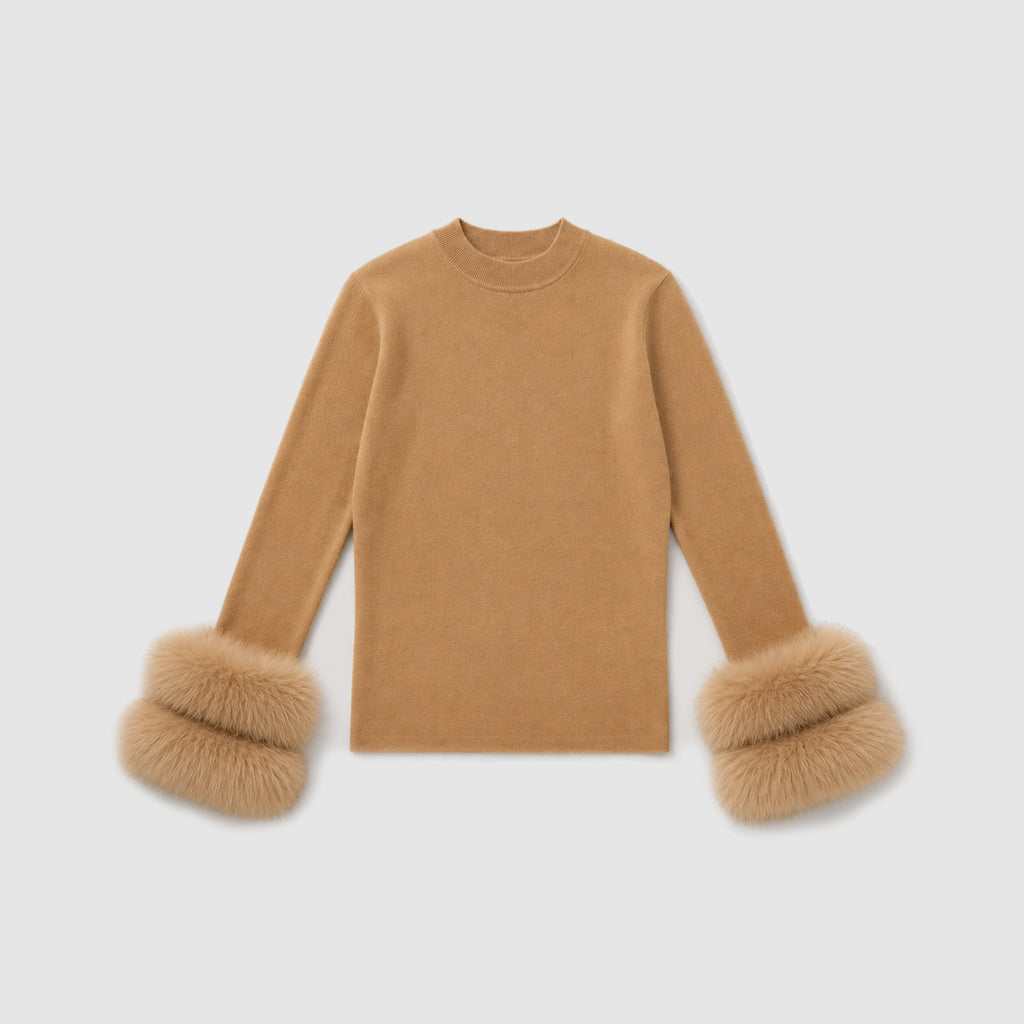 Tricot Punhos em Pele Natural