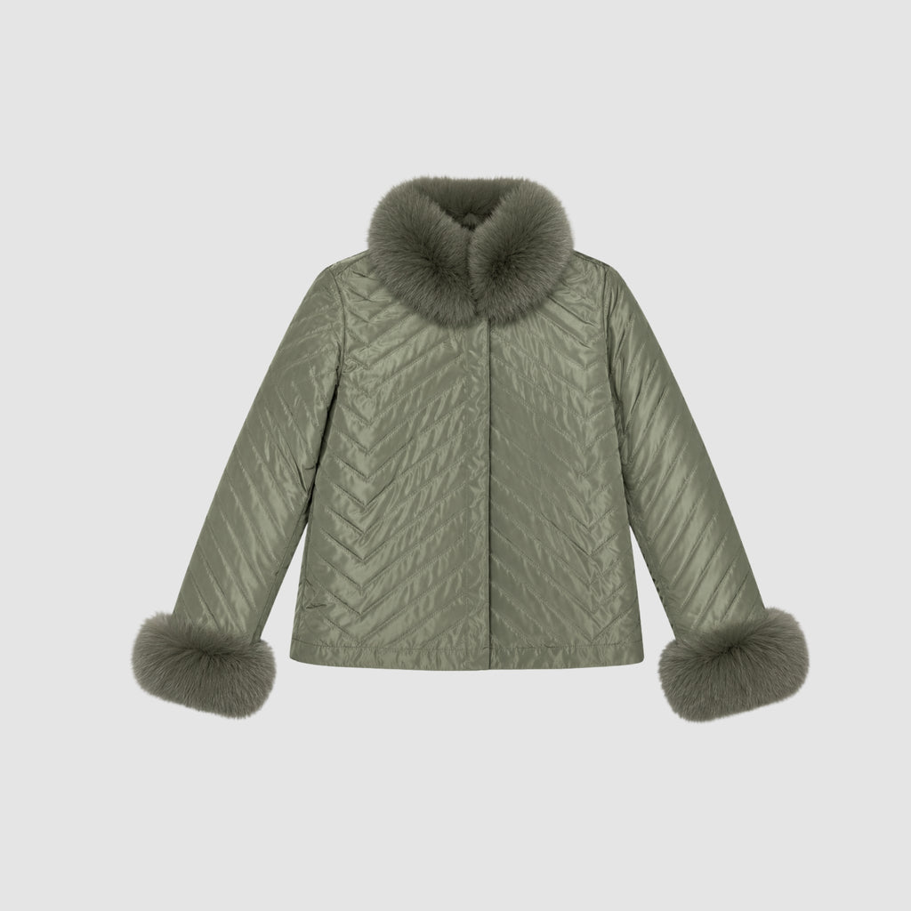Casaco Double Face Pele Natural e Nylon