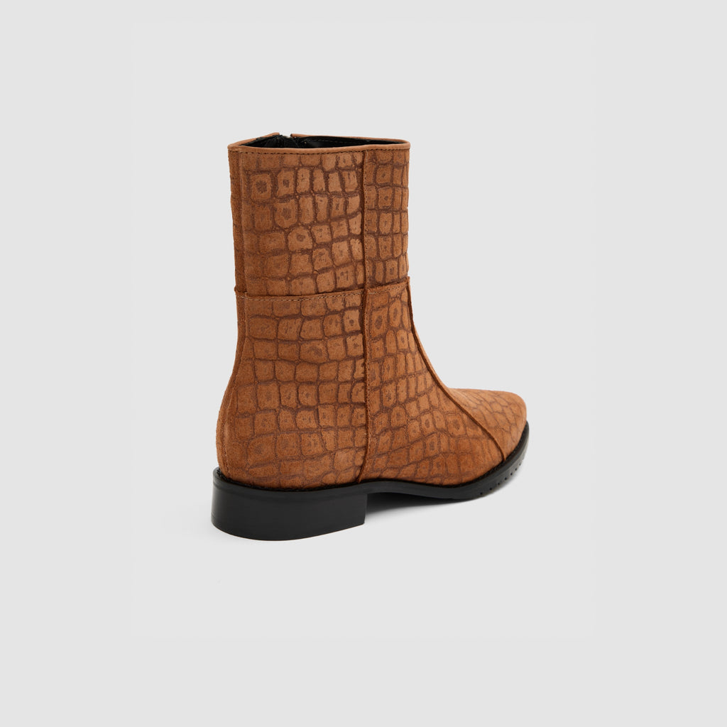 Bota Clássica Couro Camurça Croco