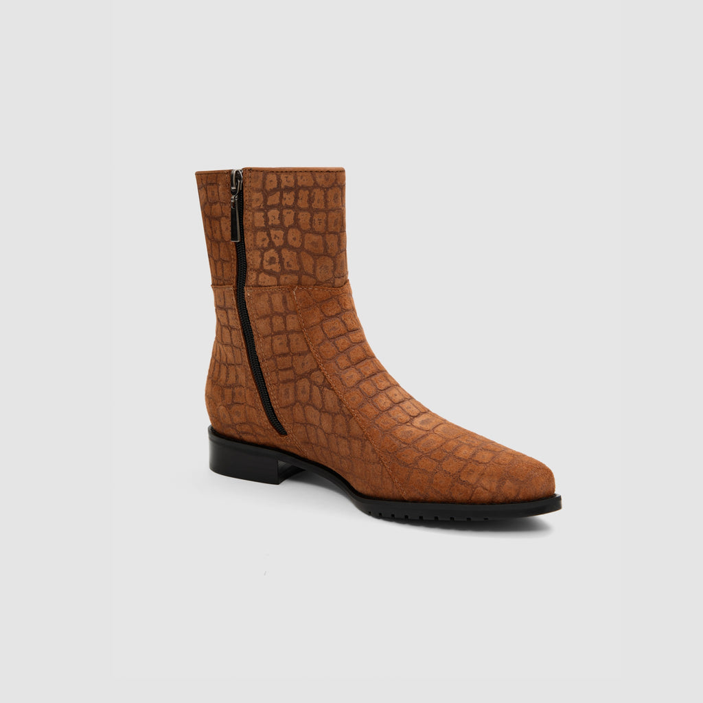 Bota Clássica Couro Camurça Croco