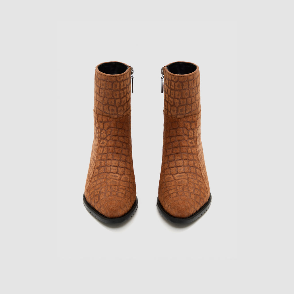 Bota Clássica Couro Camurça Croco