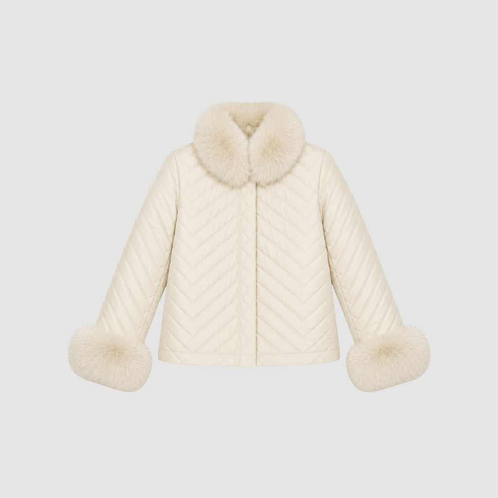 Casaco Double Face Pele Natural e Nylon