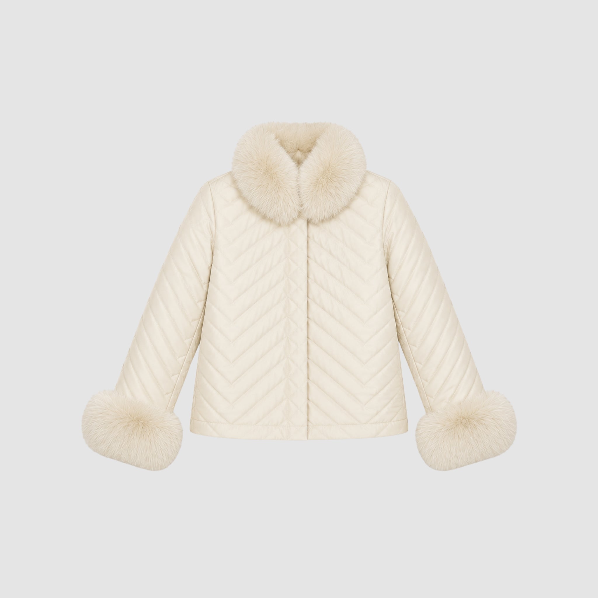 Casaco Double Face Pele Natural e Nylon