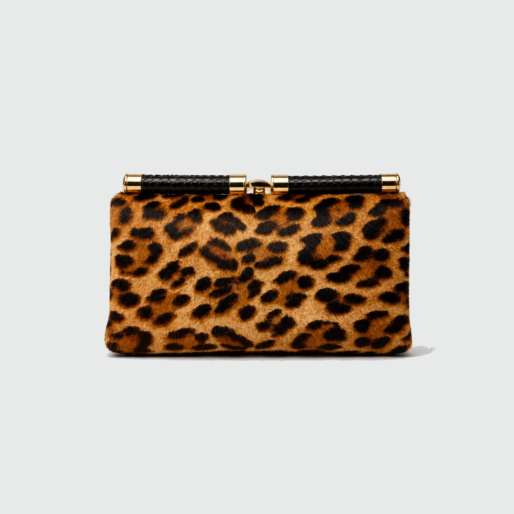Clutch Ariramba Couro Cabra Leopard Print