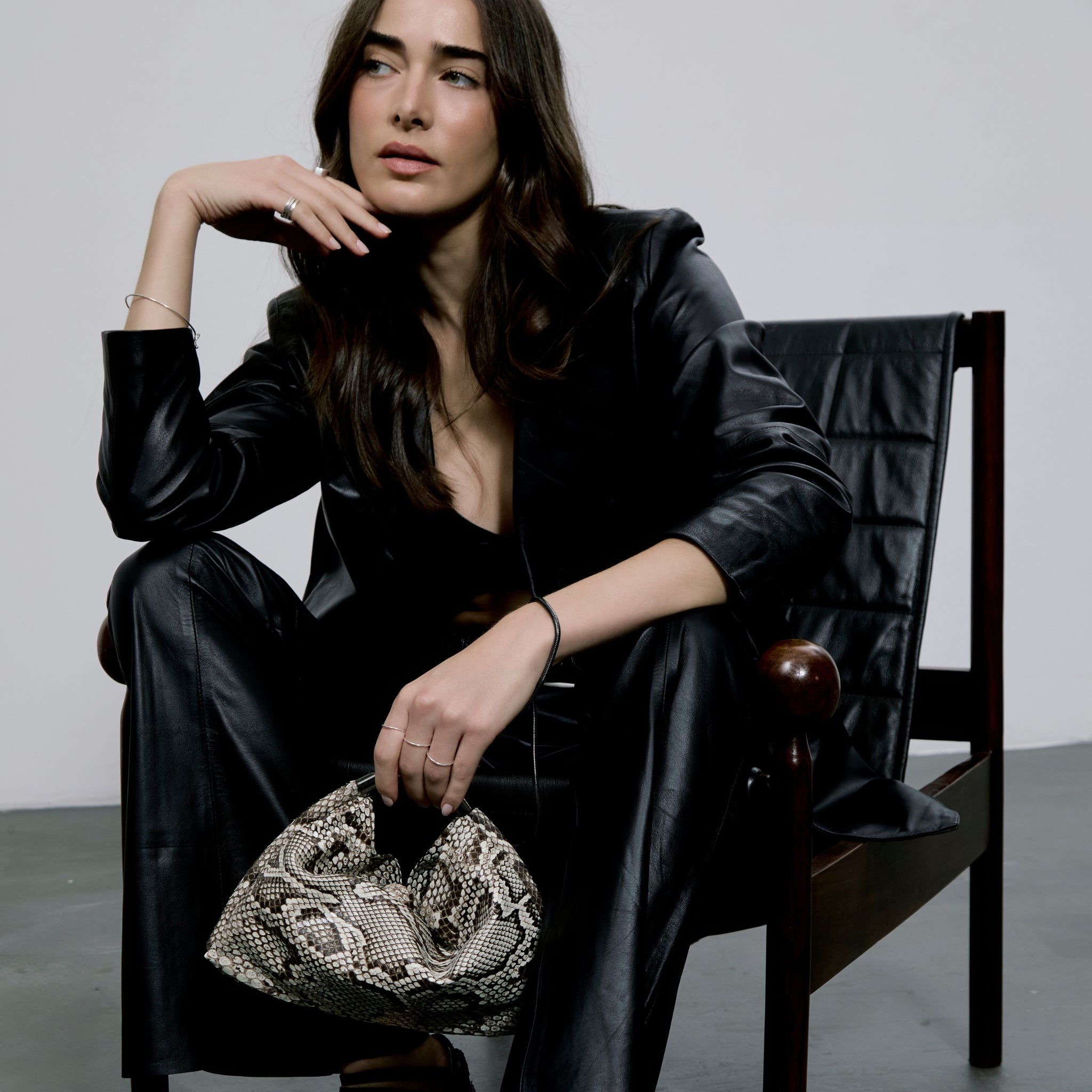 Bolsa Angela Couro Python Moluro