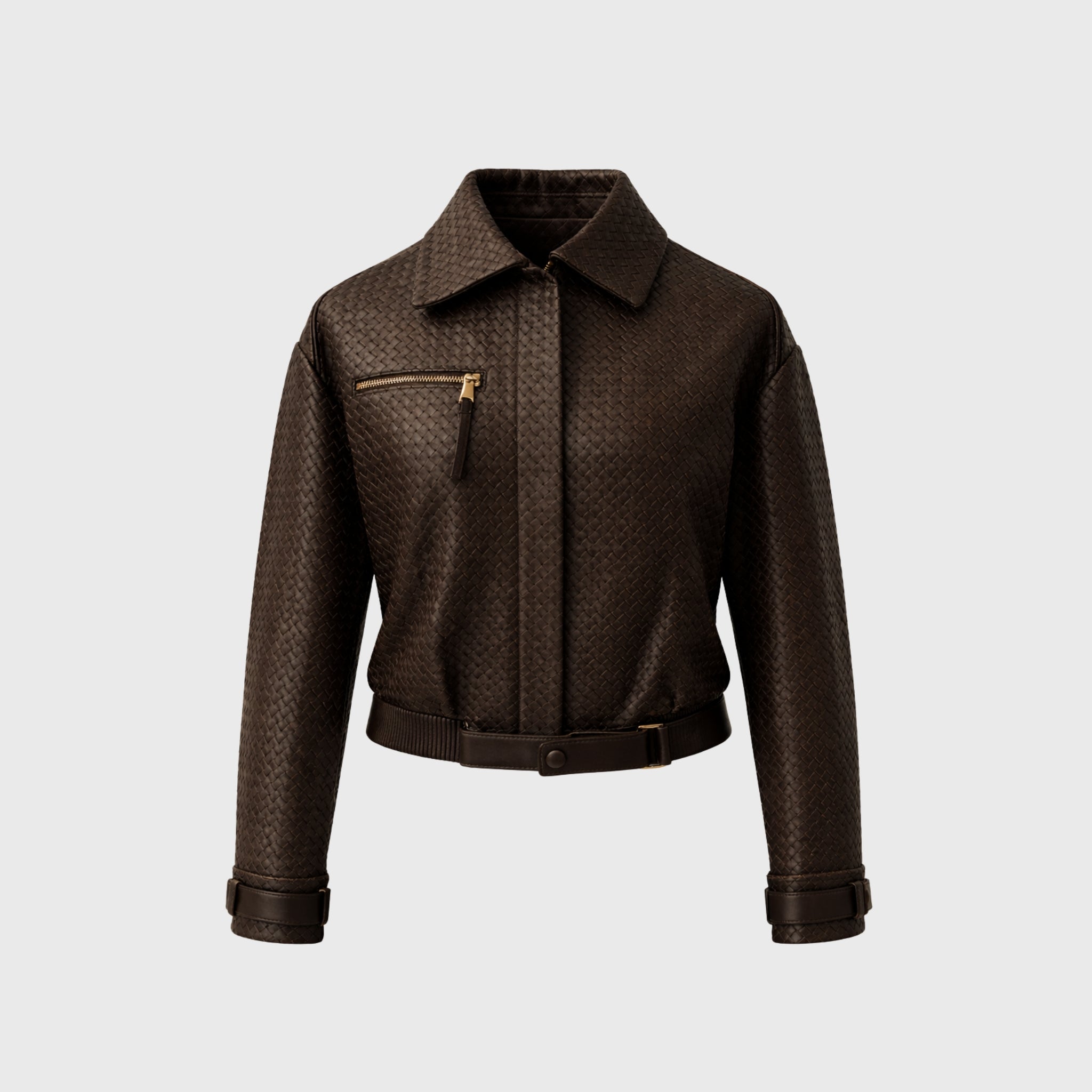 Jaqueta Bomber Couro Tressê