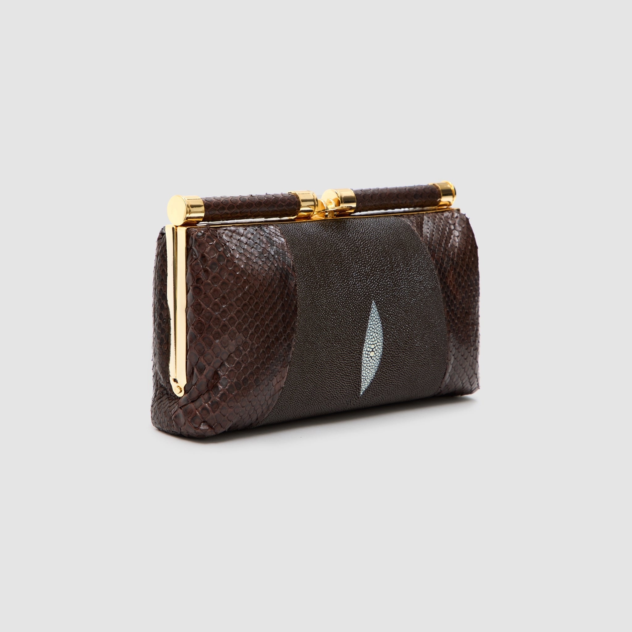 Clutch Ariramba Mix Couros de Python e Arraia